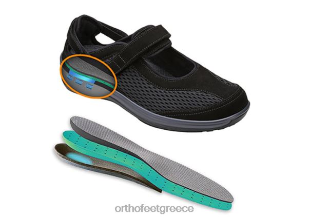Orthofeet γυναίκες 84N2Z107 καθημερινά παπούτσια μαύρος λουράκι φτέρνας sanibel