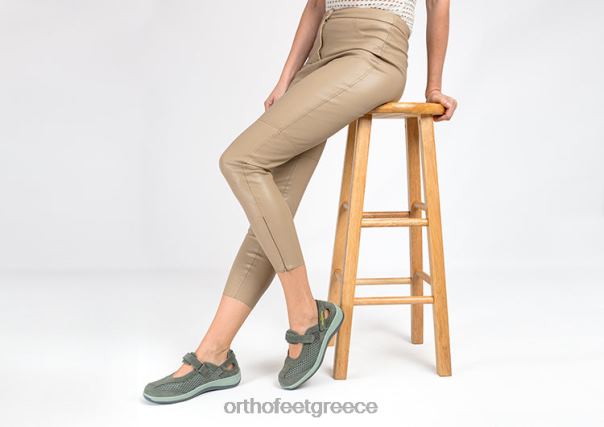 Orthofeet γυναίκες 84N2Z108 καθημερινά παπούτσια γκρι ελιάς λουράκι φτέρνας sanibel