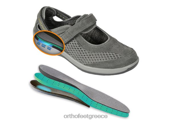 Orthofeet γυναίκες 84N2Z108 καθημερινά παπούτσια γκρι ελιάς λουράκι φτέρνας sanibel