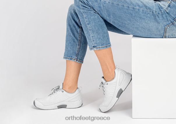 Orthofeet γυναίκες 84N2Z53 αθλητικά άσπρο κοραλί ελαστικό πλεκτό