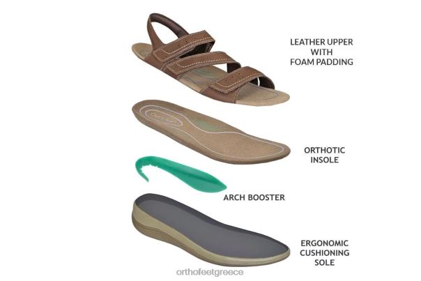 Orthofeet γυναίκες 84N2Z14 σανδάλια καφέ naxos αμφίδρομος ιμάντας