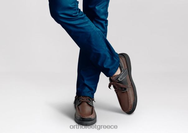 Orthofeet άνδρες 84N2Z167 καθημερινά παπούτσια καφέ μπατόν ρουζ χωρίς γραβάτα