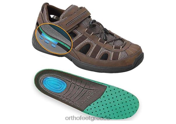 Orthofeet άνδρες 84N2Z125 σανδάλια καφέ λουράκι φτέρνας καθαρού νερού